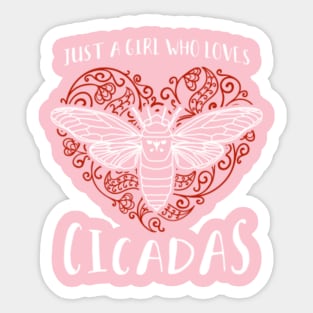 Just a Girl Who Loves Cicadas Artsy Heart Sticker